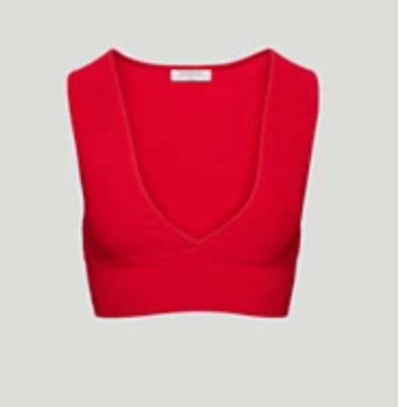 Aritzia NWT Babaton Sculpt Knit Deep V Tank Ribbed V-neck tank top XXS RED - Picture 1 of 1